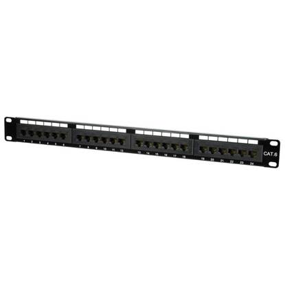 Picture of Blank Patch Panel With Cable Management 24 Ports, Cat5e/Cat6 UTP, Black